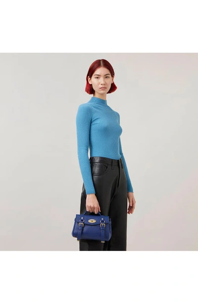 Shop Mulberry Mini Alexa Leather Satchel In Pigment Blue