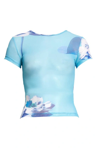 Shop Miaou Blue Lotus Mini Mesh T-shirt