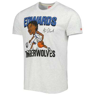 Shop Homage Anthony Edwards Ash Minnesota Timberwolves Caricature Tri-blend T-shirt