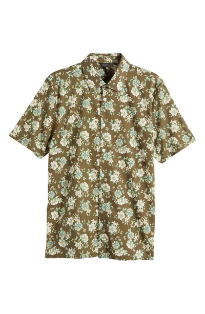 Shop Good Man Brand Big On-point Short Sleeve Organic Cotton Button-up Shirt In Olive Classical Floral