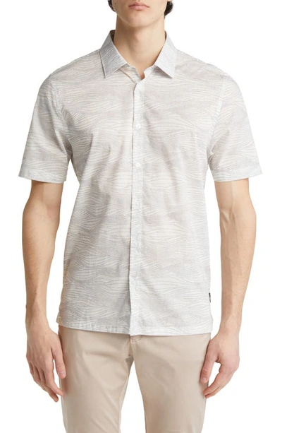 Shop Good Man Brand Big On-point Short Sleeve Organic Cotton Button-up Shirt In White Geo Waves