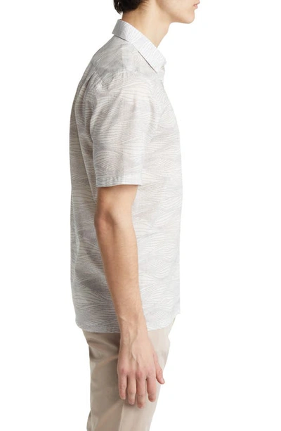 Shop Good Man Brand Big On-point Short Sleeve Organic Cotton Button-up Shirt In White Geo Waves