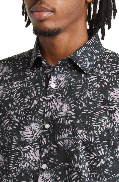 Shop Good Man Brand Big On-point Short Sleeve Organic Cotton Button-up Shirt In White Nightly Ferns