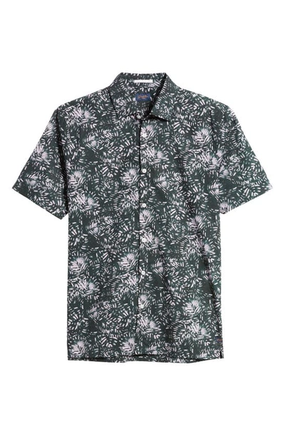 Shop Good Man Brand Big On-point Short Sleeve Organic Cotton Button-up Shirt In White Nightly Ferns