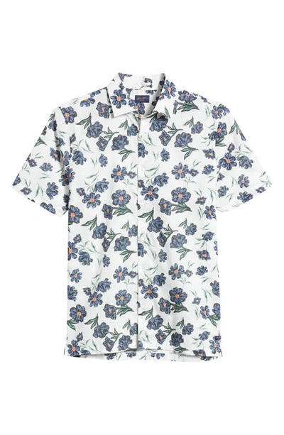 Shop Good Man Brand Big On-point Short Sleeve Organic Cotton Button-up Shirt In White Painterly Poppy