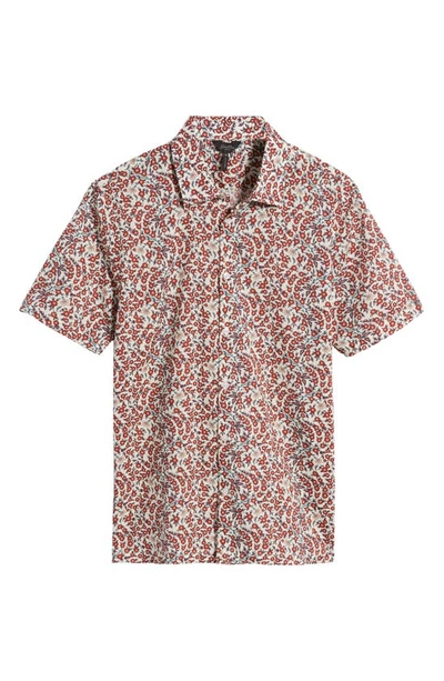 Shop Good Man Brand Big On-point Short Sleeve Organic Cotton Button-up Shirt In Red Poppy Floral