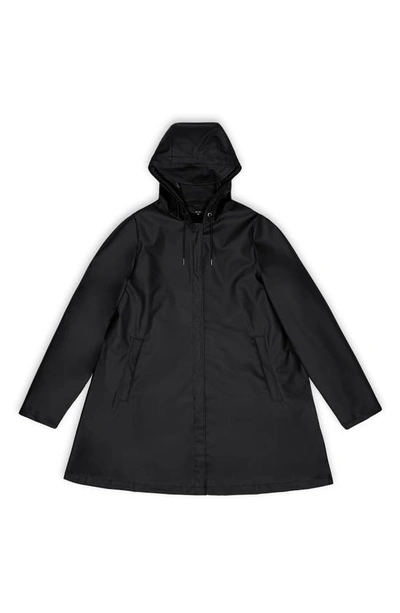 Shop Rains Trapeze Waterproof & Windproof Hooded Rain Jacket In Black