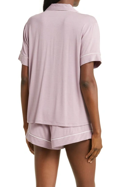 Shop Eberjey Gisele Relaxed Jersey Knit Short Pajamas In Amethyst/ Ivory