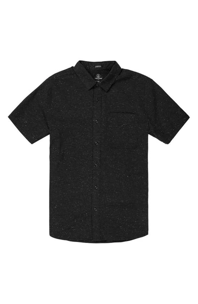 Shop Volcom Date Knight Short Sleeve Button-up Shirt In Black
