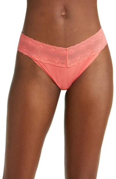 Shop Natori Bliss Perfection Thong In Bright Coral