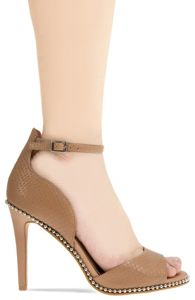 Shop Bcbgeneration Jessika Snake Embossed Ankle Strap Sandal In Tan Breach