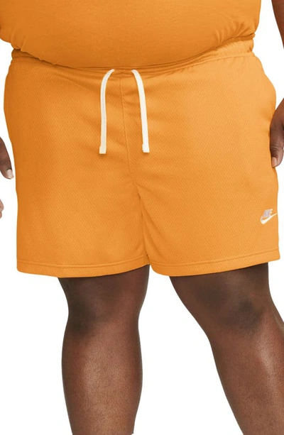 Shop Nike Club Flow Mesh Shorts In Sundial/ White