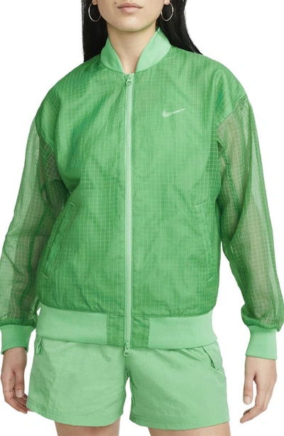 Shop Nike Essentials Bomber Jacket In Spring Green/ White