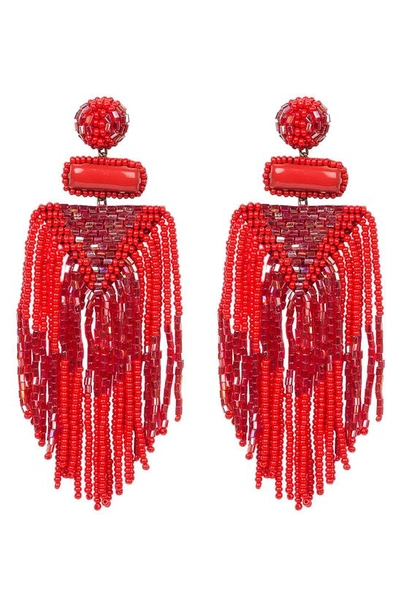 Shop Deepa Gurnani Jody Beaded Tassel Earrings In Red