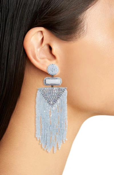 Shop Deepa Gurnani Jody Beaded Tassel Earrings In Powder Blue