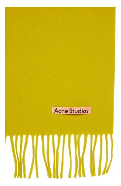 Shop Acne Studios Canada Fringe Scarf In Acid Yellow