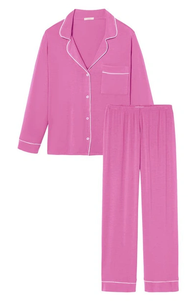 Shop Eberjey Gisele Jersey Knit Pajamas In Italian Rose/ Ivory