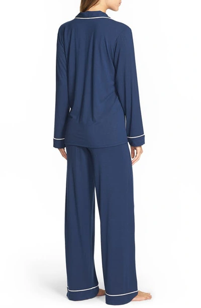 Shop Eberjey Gisele Jersey Knit Pajamas In Navy/ Ivory