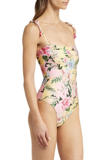 Shop Agua Bendita Kailan Sally Floral One-piece Swimsuit In Multi Pink