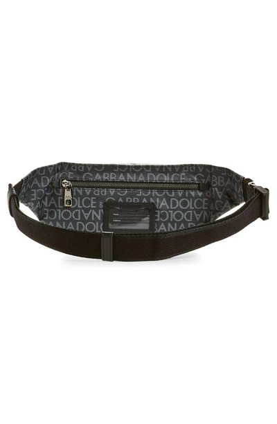 Shop Dolce & Gabbana Logo Print Canvas Belt Bag In Black/ Grey