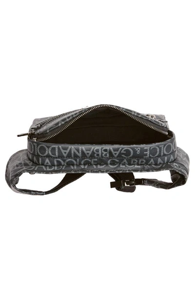 Shop Dolce & Gabbana Logo Print Canvas Belt Bag In Black/ Grey