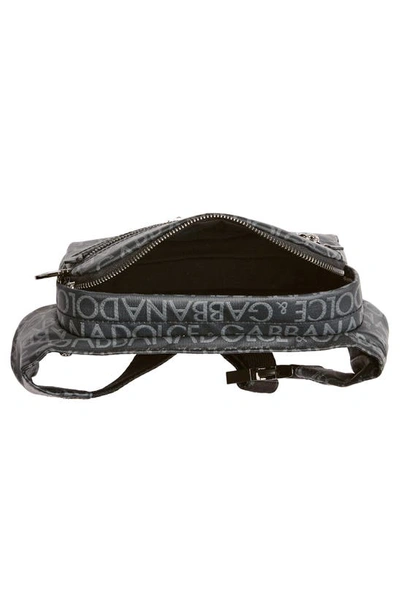 Dolce & Gabbana Logo Print Canvas Belt Bag In Black/ Grey