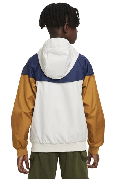 Shop Nike Windrunner Water Resistant Hooded Jacket In Bone/ Mid Navy/ Ochre