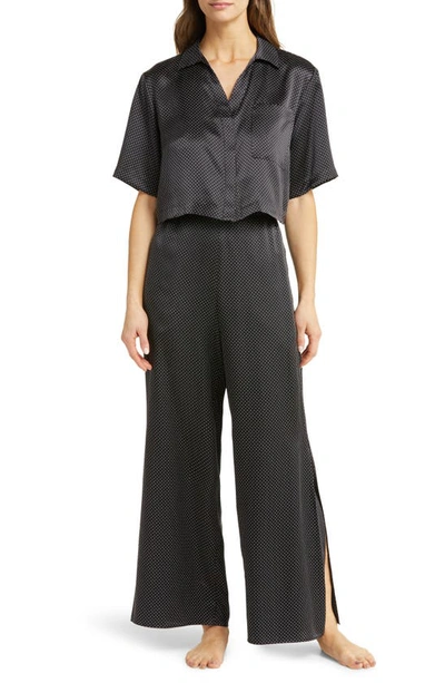 Shop Lunya High Waist Washable Silk Pajamas In Black Ellipsis