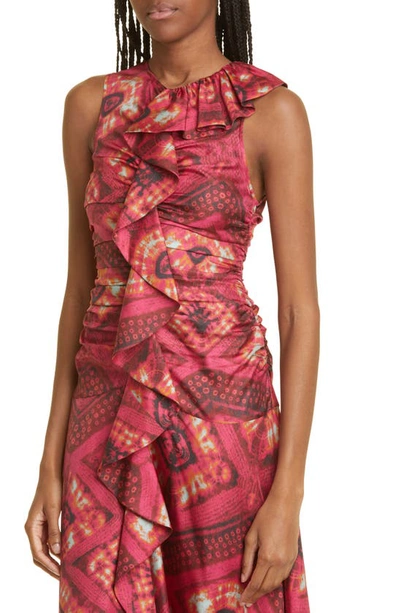 Shop Ulla Johnson Othella Abstract Print Silk Dress In Wild Rose