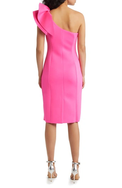 Shop Eliza J One-shoulder Scuba Crepe Cocktail Dress In Hot Pink
