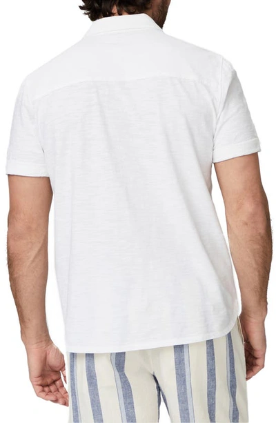 Shop Paige Brayden Short Sleeve Cotton Jersey Button-up Shirt In Fresh White