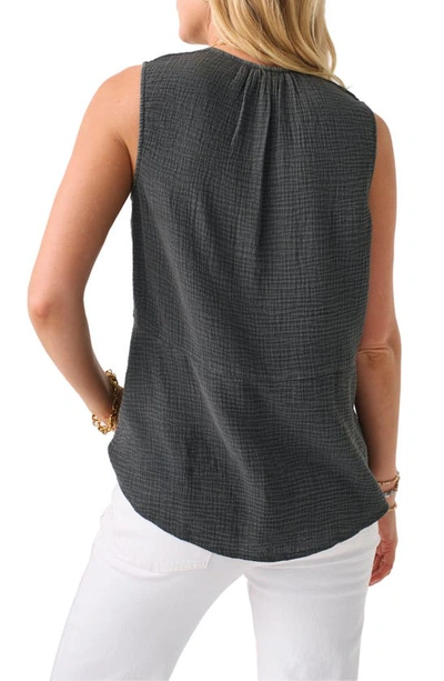 Shop Faherty Ainsley Dream Sleeveless Organic Cotton Top In Washed Black