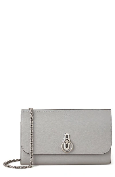 Shop Mulberry Small Amberley Leather Clutch In Pale Grey