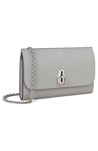 Shop Mulberry Small Amberley Leather Clutch In Pale Grey