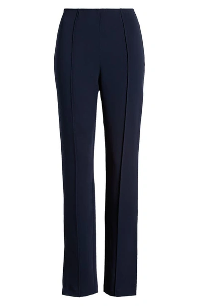 Cinq À Sept Brianne Pintuck Crepe Pants In Navy