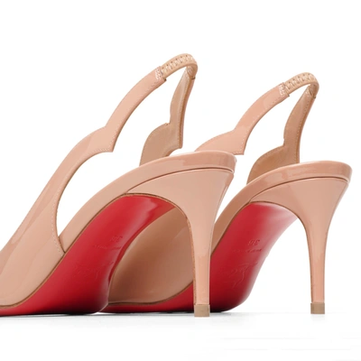 Shop Christian Louboutin Hot Chick Sling 70 Beige Patent Pumps