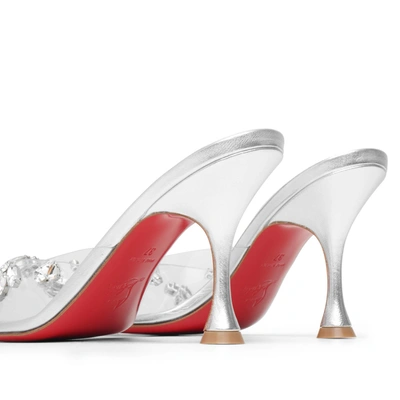 Shop Christian Louboutin Degraqueen 85 Pvc Silver Leather Mules