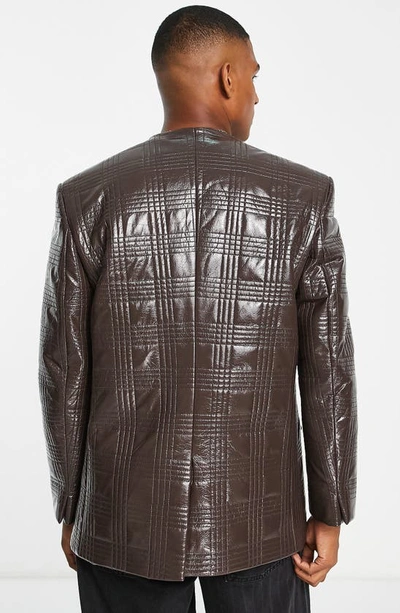 Shop Topman Oversize Quilted Faux Leather Jacket In Brown