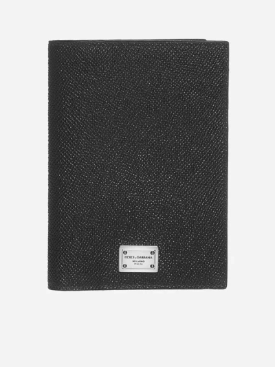 Shop Dolce & Gabbana Logo-plaque Leather Passport Holder In Black