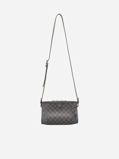 Shop Gucci Ophidia Gg Supreme Crossbody Bag In Black,grey