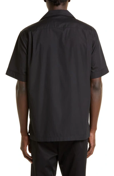 Shop Dolce & Gabbana Logo Hardware Short Sleeve Cotton Button-up Shirt In Black