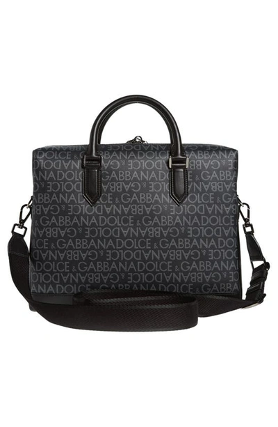 Shop Dolce & Gabbana Logo Jacquard Briefcase In Black/ Grey