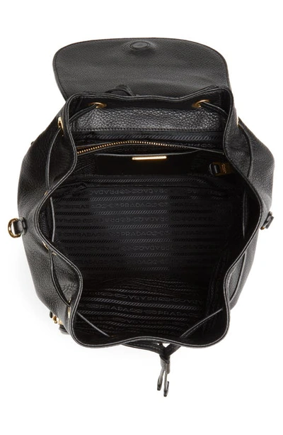 Shop Prada Daino Leather Backpack In Nero