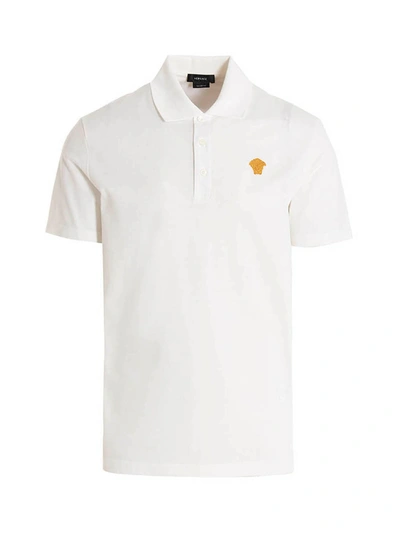 Shop Versace 'medusa' Polo Shirt In White