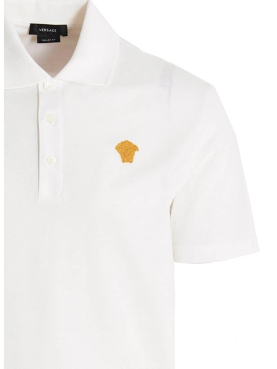 Shop Versace 'medusa' Polo Shirt In White