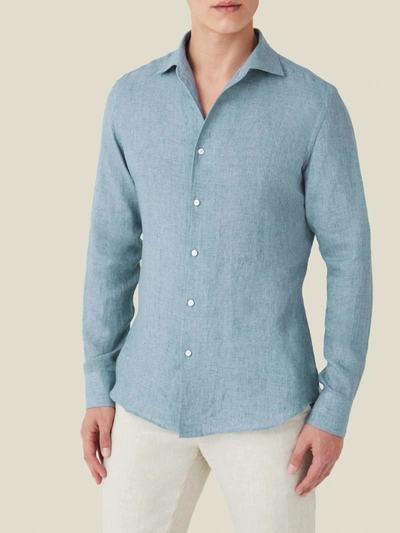 Shop Luca Faloni French Blue Portofino Linen Shirt
