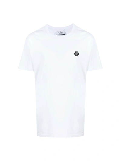 Shop Philipp Plein Ss Kimono Cut Pp Glass Cotton T-shirt In White