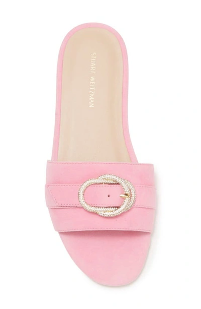 Stuart Weitzman Crystal Buckle Slide Sandal In India Pink