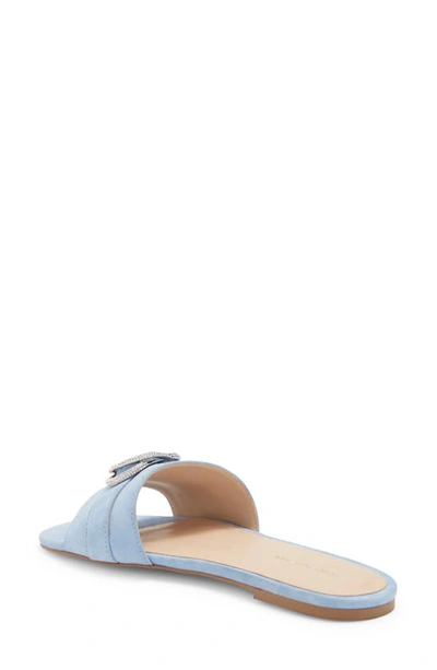 Stuart Weitzman Crystal Buckle Slide Sandal In Cornflower
