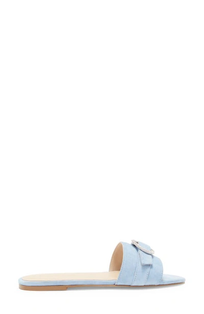 Stuart Weitzman Crystal Buckle Slide Sandal In Cornflower